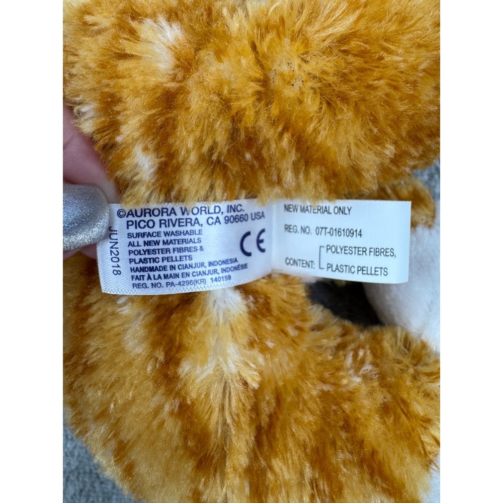 Aurora Orange Tabby Cat Plush 12 Inch Ginger White Stuffed Animal Green Eyes - Picture 5 of 8